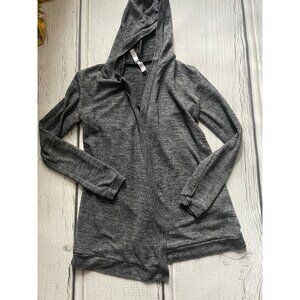 Open front grey hooded cardigan
